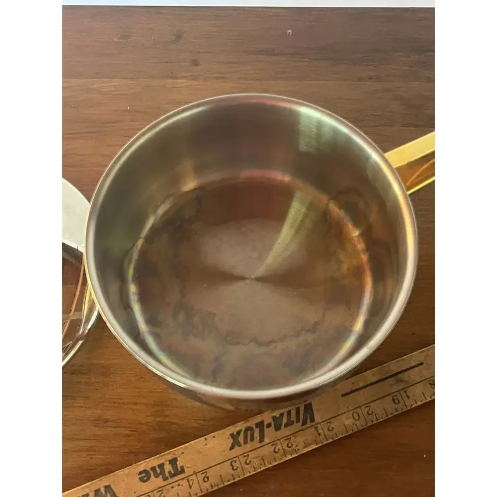 Stellar Stainless Steel Saucepan with Lid Copper Exterior Finish Vintage